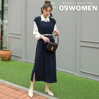 Plus Size Sleeveless Slit-side Long Dress