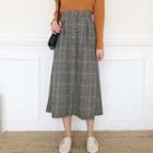 Plaid Midi A-line Skirt As Shown In Figure - One Size