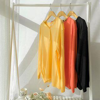 V-neck Color Knit Henley