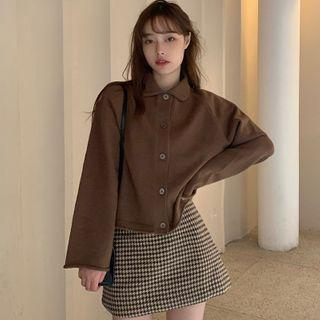 Collared Cardigan Coffee - One Size