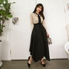 Handkerchief-hem Long Skirt With Sash