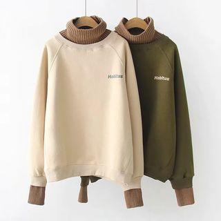 Lettering Knit Panel Sweatshirt