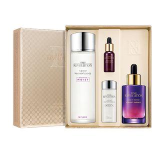 Missha - Time Revolution Best Seller Set: The First Treatment Essence (intensive Moist) 150ml + 30ml + Night Repair Borabit Ampoule 50ml + 10ml 4pcs
