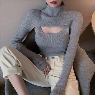 Set: Ribbed Knit Tank Top + Knit Shawl