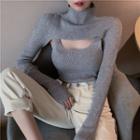 Set: Ribbed Knit Tank Top + Knit Shawl