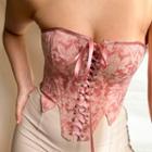 Strapless Floral Lace-up Corset Top