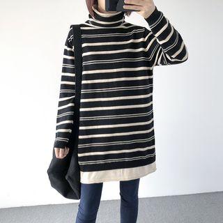 Mock Two-piece Turtleneck Long Sweater