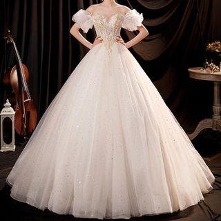 Off-shoulder Embellished Wedding Ball Gown