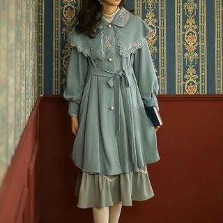 Floral Button-up Long Trench Coat