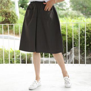 Band-waist Wide-leg Cropped Shorts