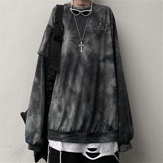 Mock Two Piece Tie Dyed Sweatshirt