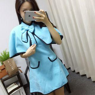 Set: Bow-accent Cape + Sleeveless Dress