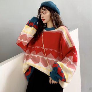 Printed Long-sleeved Sweater As Shown In Figure - One Size