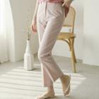 Colored Textured Straight-cut Pants
