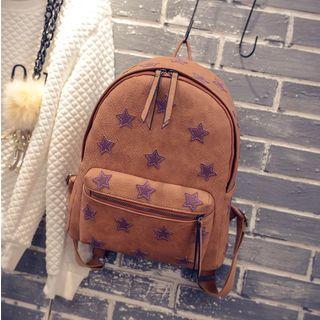 Star Applique Faux-leather Backpack