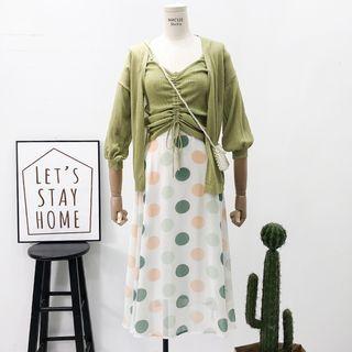 Drawstring Crop Knit Top / Light Cardigan