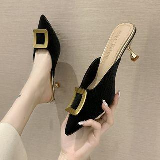 Pointed Faux Leather High-heel Mules
