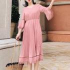 Bell Elbow-sleeve V-neck Dress