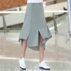Asymmetric Slit-hem A-line Skirt