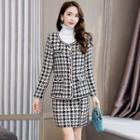 Set: Single-breasted Coat + Straight-fit Skirt