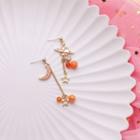 Non-matching Alloy Planet & Moon Dangle Earring 1 Pair - As Shown In Figure - One Size