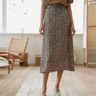Floral Long A-line Skirt With Sash