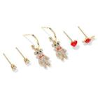 Set Of 6: Rhinestone Earring (various Designs) Set Of 6 - Gold - One Size