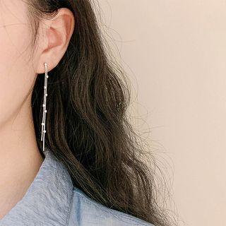 925 Sterling Silver Rhinestone Fringed Earring 1 Pair - Earring - Tassel - One Size