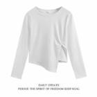 Long-sleeve Twist-front Irregular Cropped T-shirt