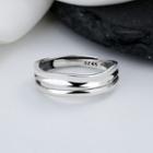 Wavy Layered Sterling Silver Open Ring 432fj - Silver - One Size