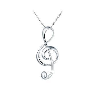 Romantic 925 Sterling Silver Musical Note Pendant And Necklace