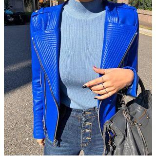 Mock-neck Short-sleeve Sweater