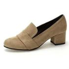 Faux-suede Chunky-heel Pumps