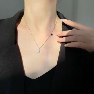 S925 Silver Moon Necklace Necklace - One Size