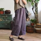 High Waist Linen Wide Leg Pants Purplish Gray - One Size