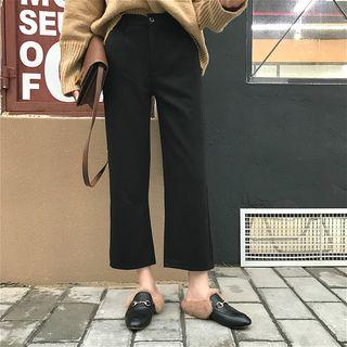Straight Leg Woolen High-waist Cropped Pants
