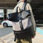 Faux Leather Snap Buckle Backpack