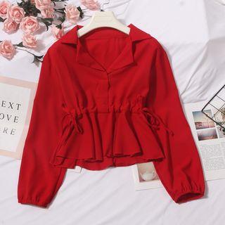 V-neck Long Sleeve Chiffon Blouse