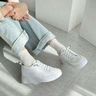 Pleather Hidden-heel Sneakers