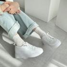 Pleather Hidden-heel Sneakers