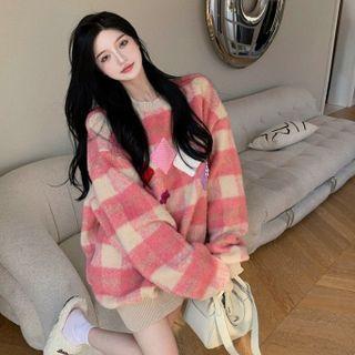 Check Sweater Plaid - Pink - One Size