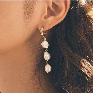 Irregular Freshwater Pearl Dangle Earring As Shown In Figure - One Size