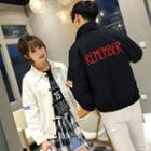 Couple Matching Letter Collared Jacket