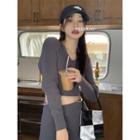 Set: Ribbed Sweater + Knit Skirt Set Of 2 - Sweater & Cardigan - Gray - One Size