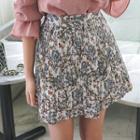 Floral Accordion-pleat Miniskirt