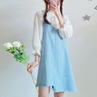 Denim Jumper Dress / Crinkled Long-sleeve Shirt