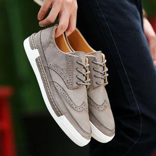 Brogue Faux Leather Oxfords