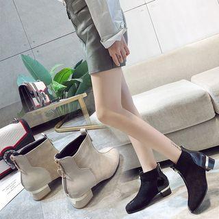 Block Heel Color Panel Short Boots