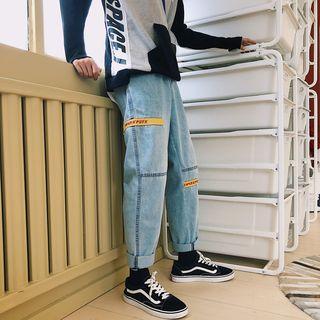 Letter Straight-fit Jeans