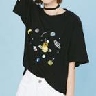 Planet Embroidered Elbow Sleeve T-shirt
